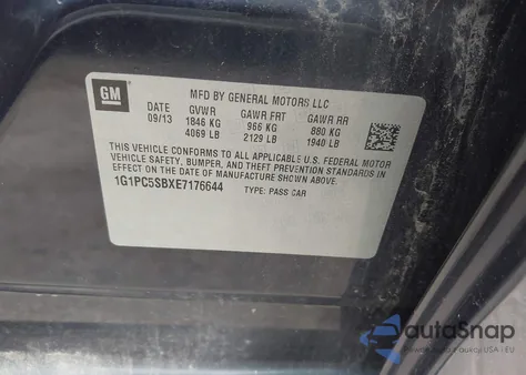 2014 Chevrolet Cruze 1Lt Auto z USA, uszkodzony, nr VIN 1G1PC5SBXE7176644